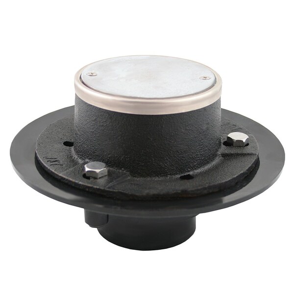 Non-Adjustable Code Blue Drain with Cast Iron Top and ABS Base Test Cap Included